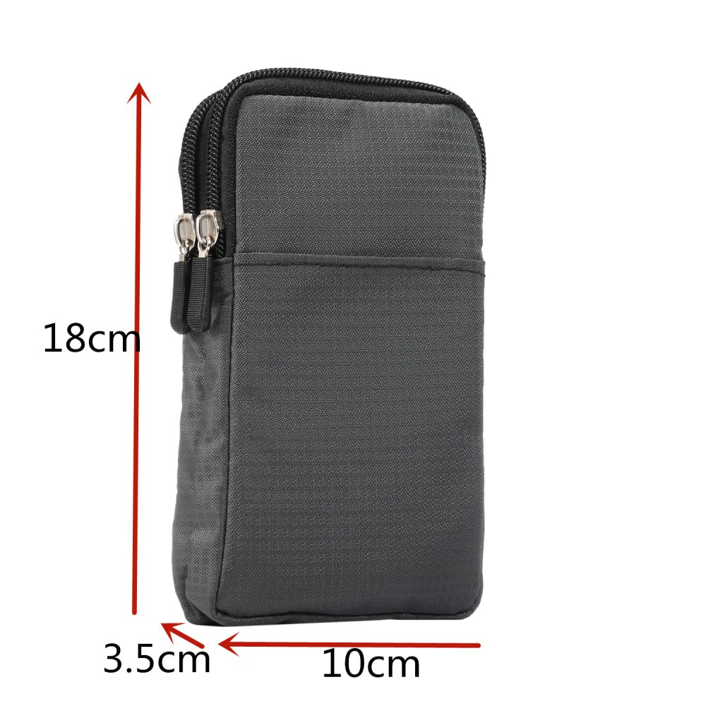 (180x100x35mm) Spritzwasserfeste Universal Nylon Tasche mit Gürtelclip und Karabinerhaken - Grau