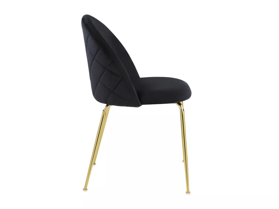Lot de 6 chaises - Velours et acier inoxydable doré - Noir - MELBOURNE