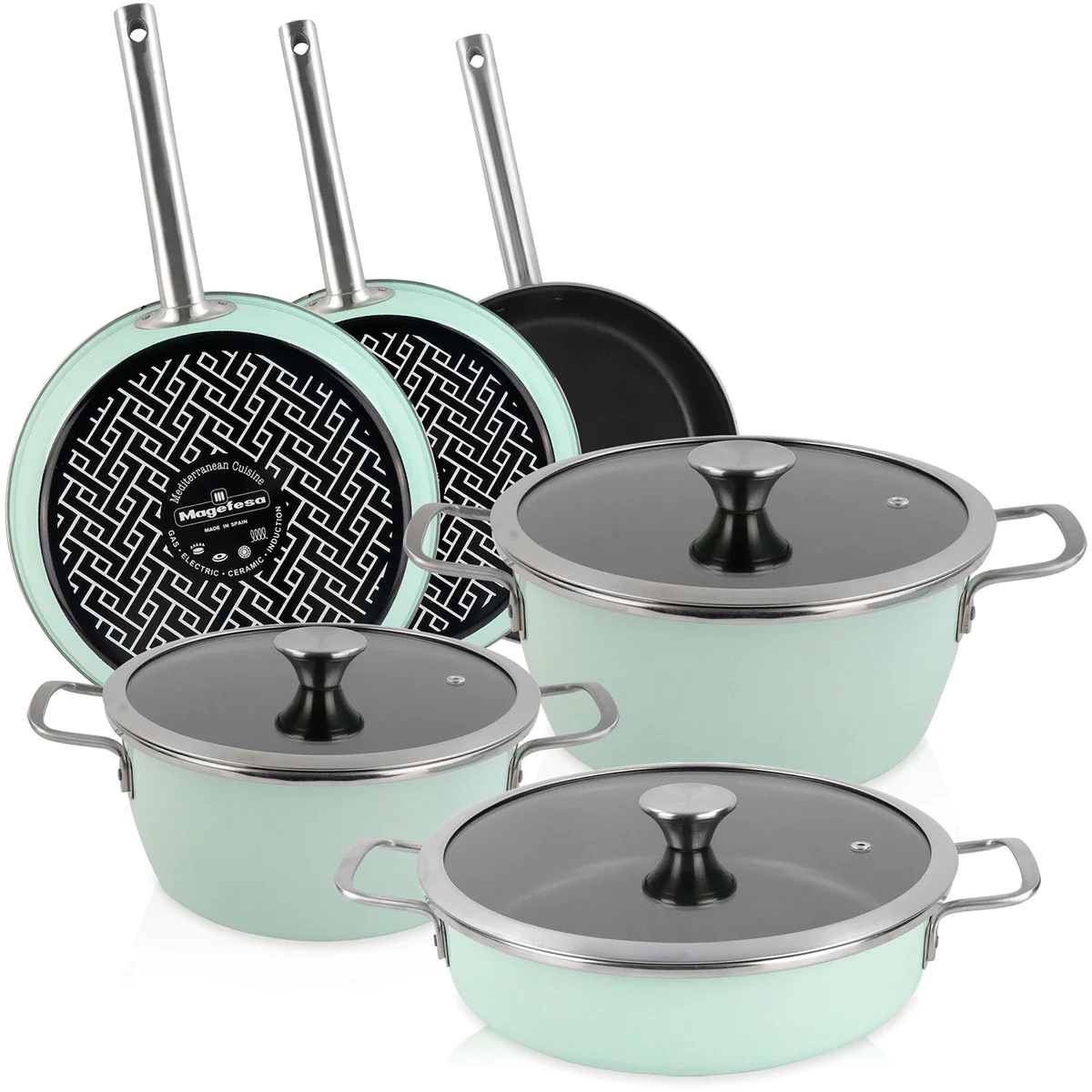 Batterie de Cuisine à Induction 9 Pièces Antiadhésif sans PFOA Design