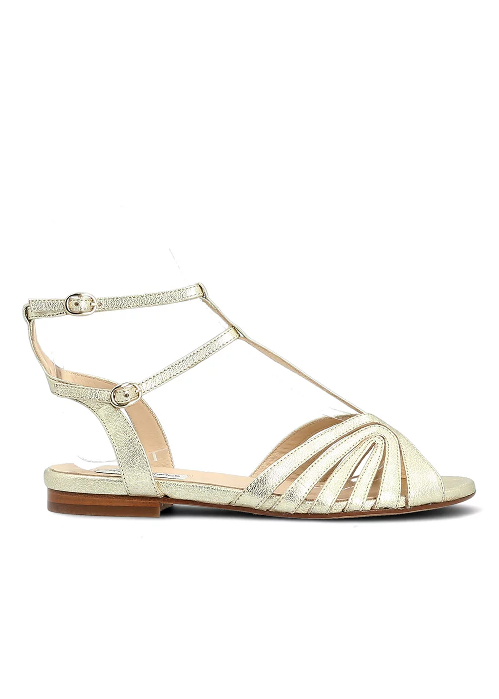 SANDALE RAMPAL CUIR PLATINE