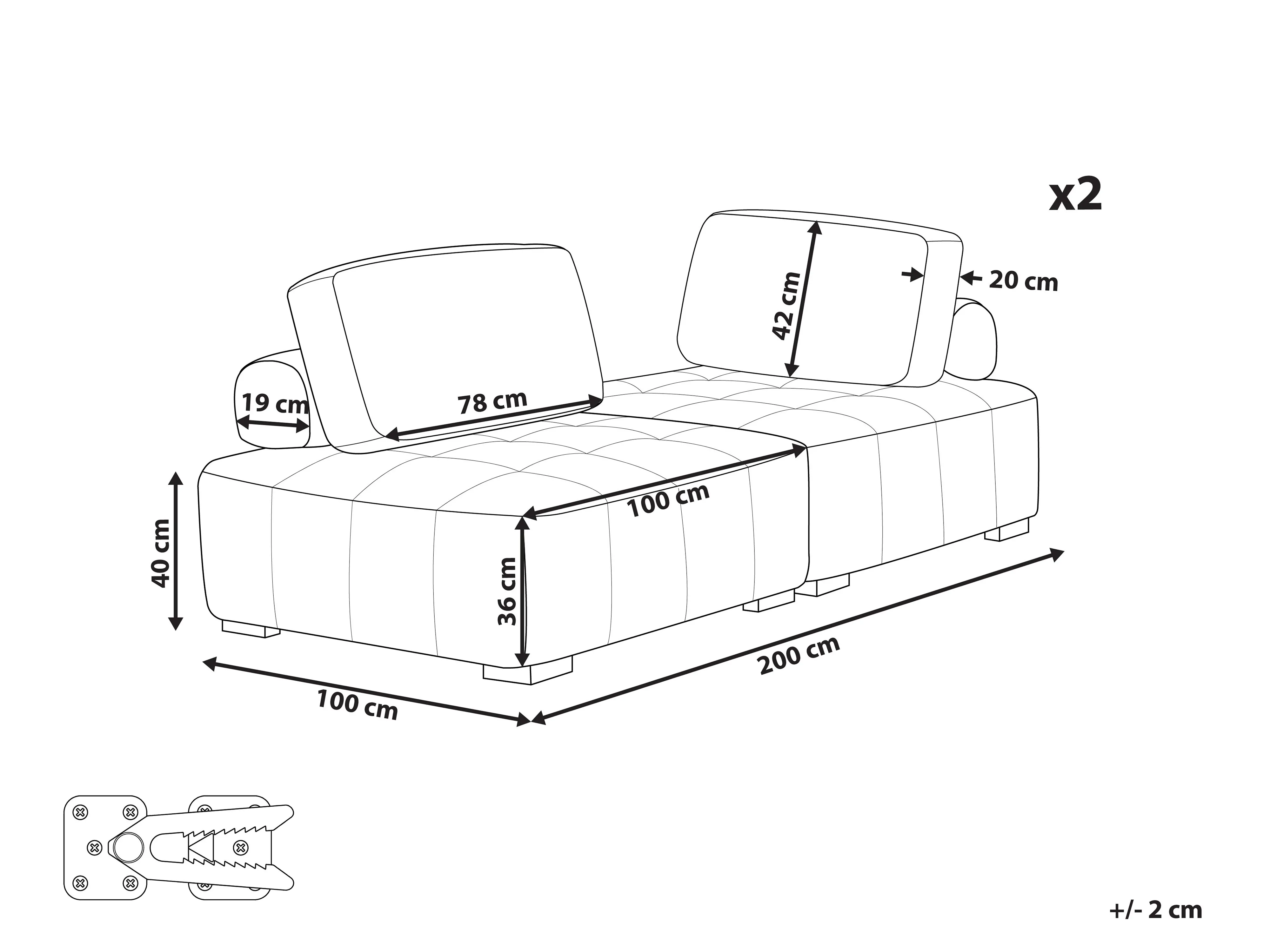 Modulaire bankenset 4-zits TIBRO Stof Grijs