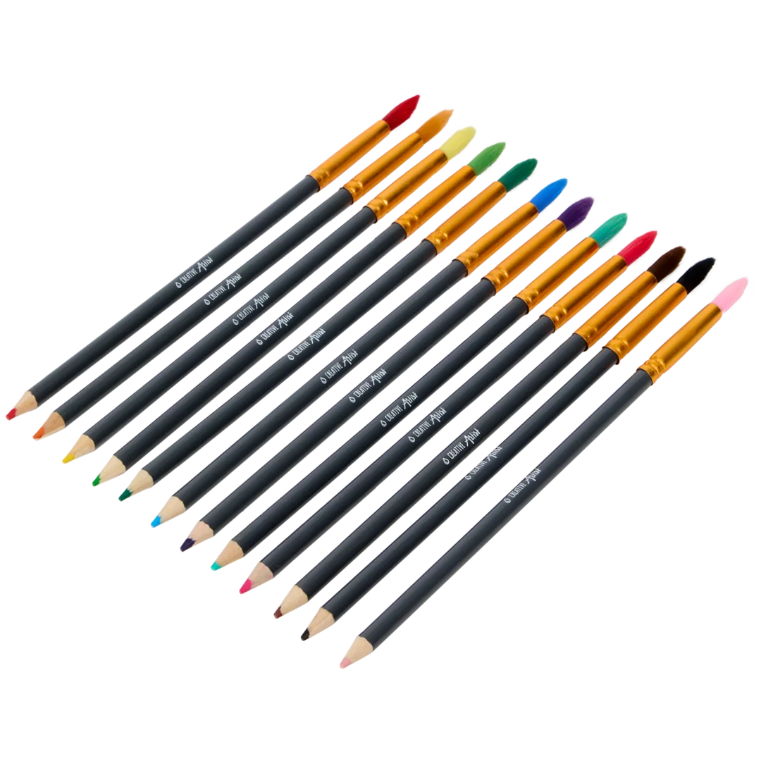 Crayons et pinceaux aquarelle 2-en-1