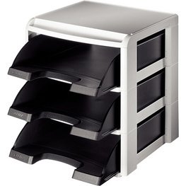 Set corbeilles à courrier, A4, corbeilles noire