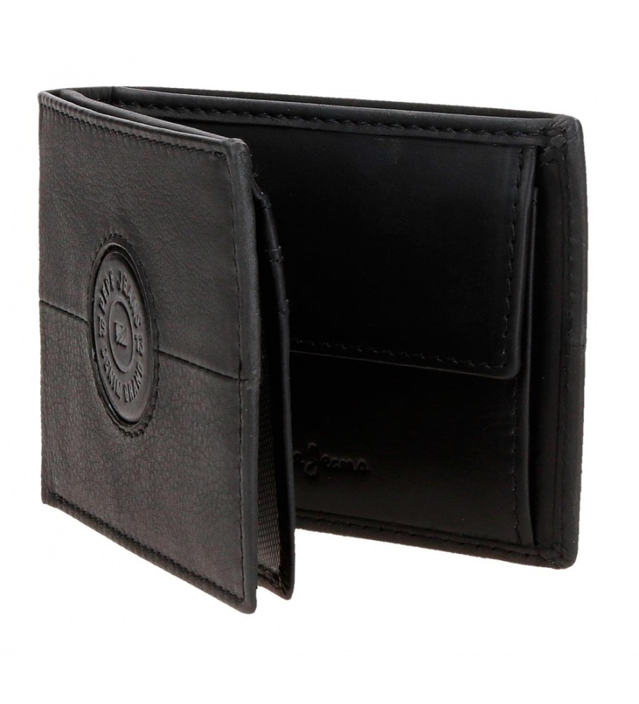 Carteira Pepe Jeans Cracker em couro preto