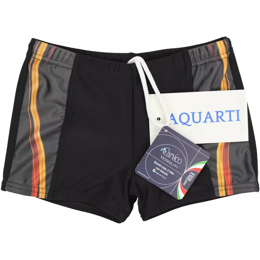 Aquarti Jungen Schwimmhose Kontrastfarbige Einsätze orangeschwarz