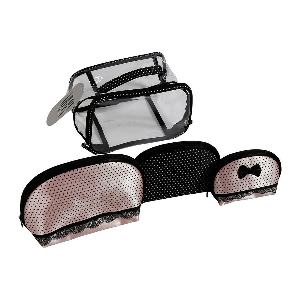 Set 4 trousses de toilette 22x14.5x15cm