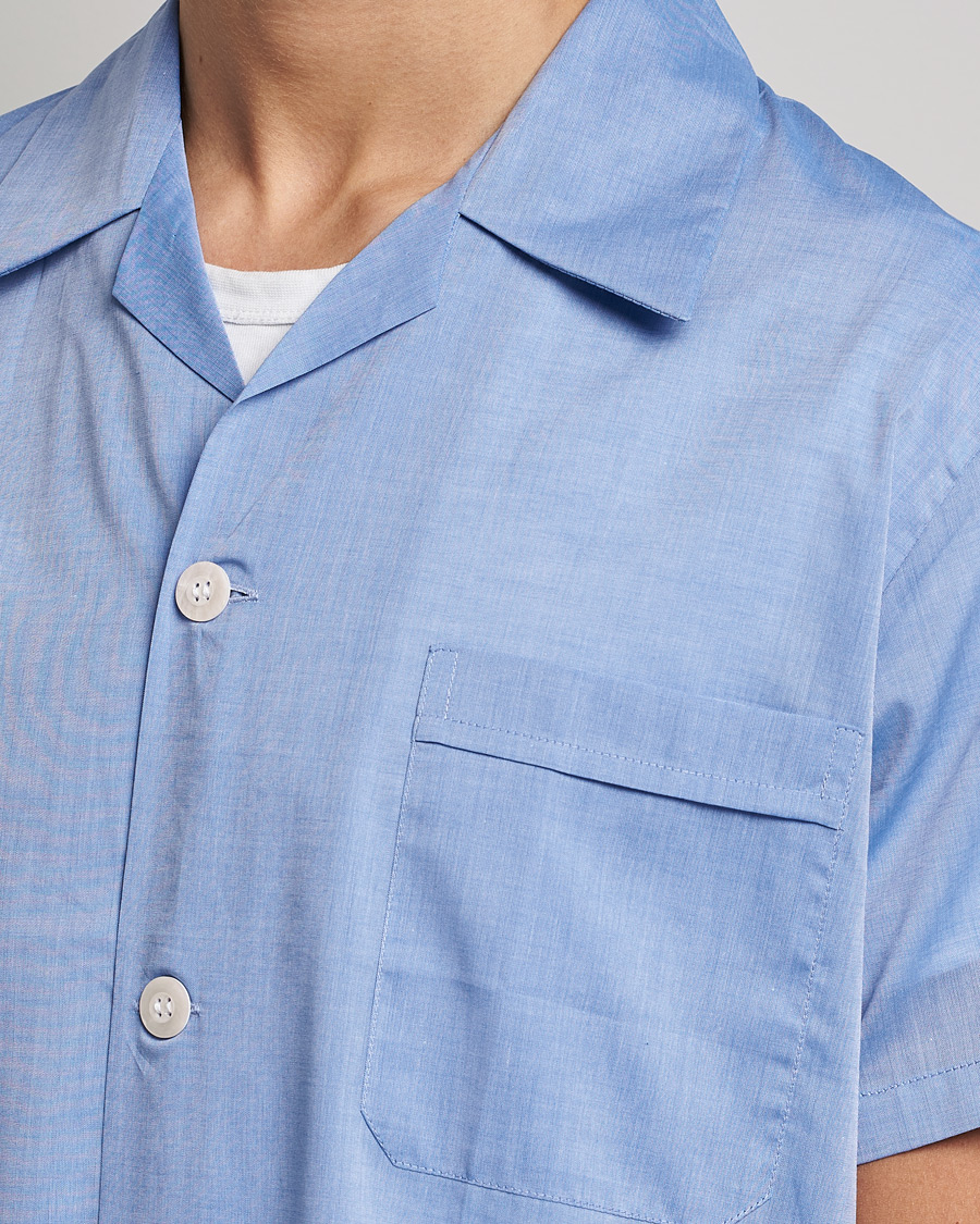 Derek Rose Shortie Cotton Pyjama Set Blue