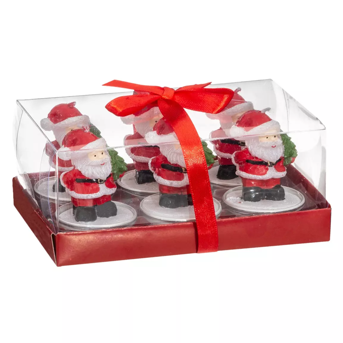 Lot de 6 bougies (H6 cm) Père Noël Rouge