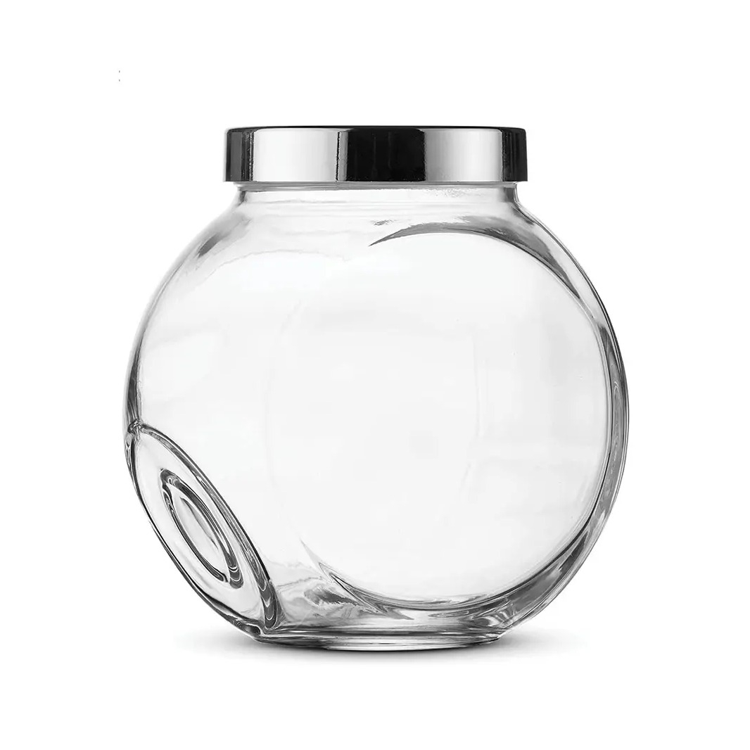 (480ml) Vorrats Glas Aufbewahrungs Behälter inkl. Aluminium Deckel für Snacks / Süssigkeiten / Wattepads / Kosmetik