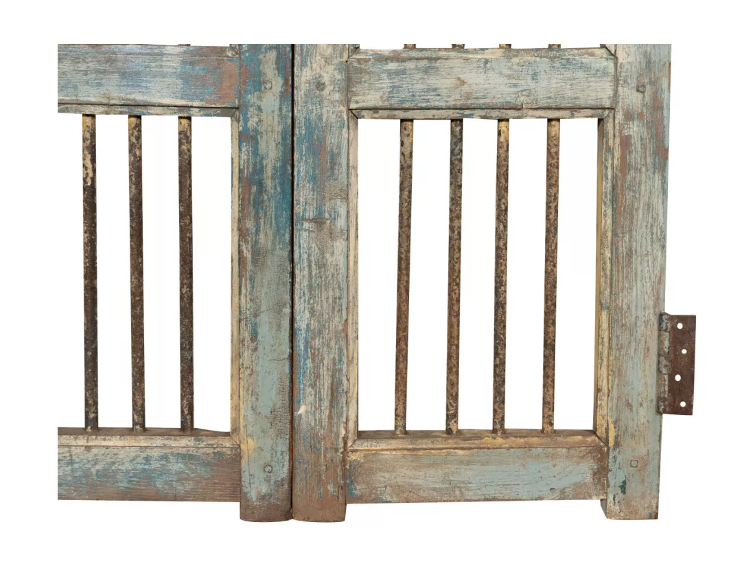 BISCOTTINI Portail - Bois Massif et Fer Finition Antique - Clôture en Fer - Portail en Métal - Porte Décorative - Portail d'Entrée - Clôture en Bois - Intérieur et Extérieur - 74x5x99cm