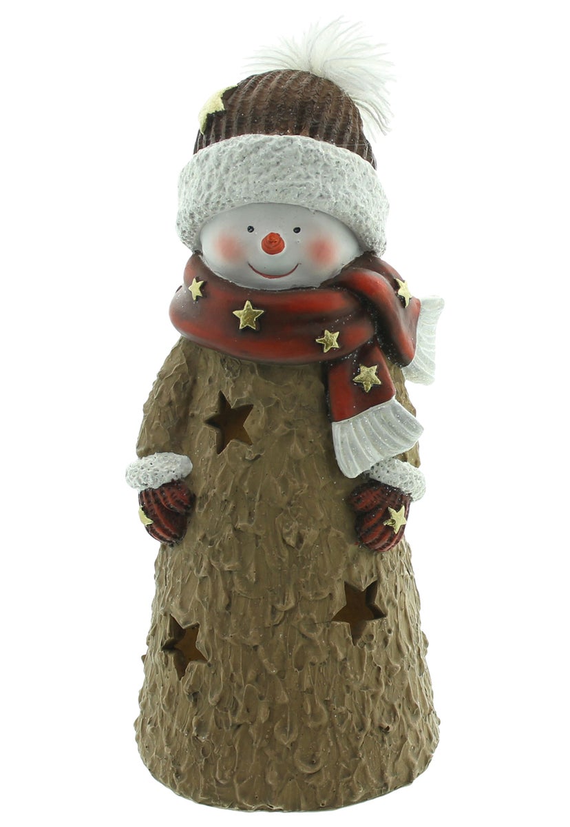 FRANK FLECHTWAREN | LED Sneeuwpop Wintertijd, 11 x 10 x 23,5 cm, GLASVEZEL, KUNSTSTOF