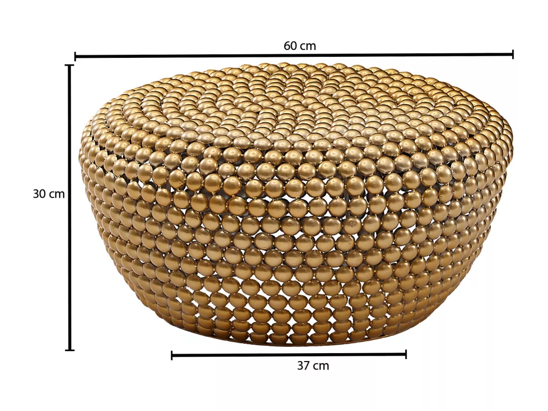 table basse aluminium or 60x60x30 cm table de salon métal ronde | Table basse design aluminium oriental | Petite table basse ronde