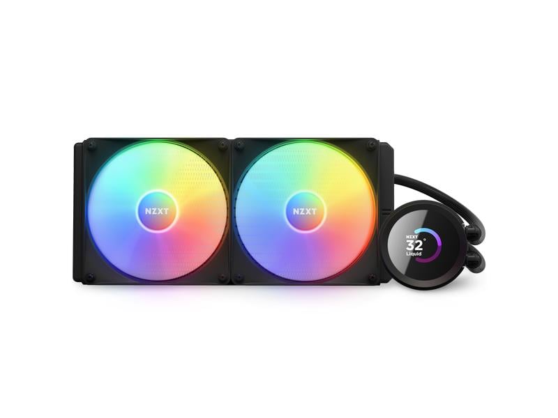 NZXT Wasserkühlung Kraken 280 RGB Schwarz Wasserkühler für Intel und AMD Prozessorsockel mit LCD-Anzeige und RGB-Lüftern