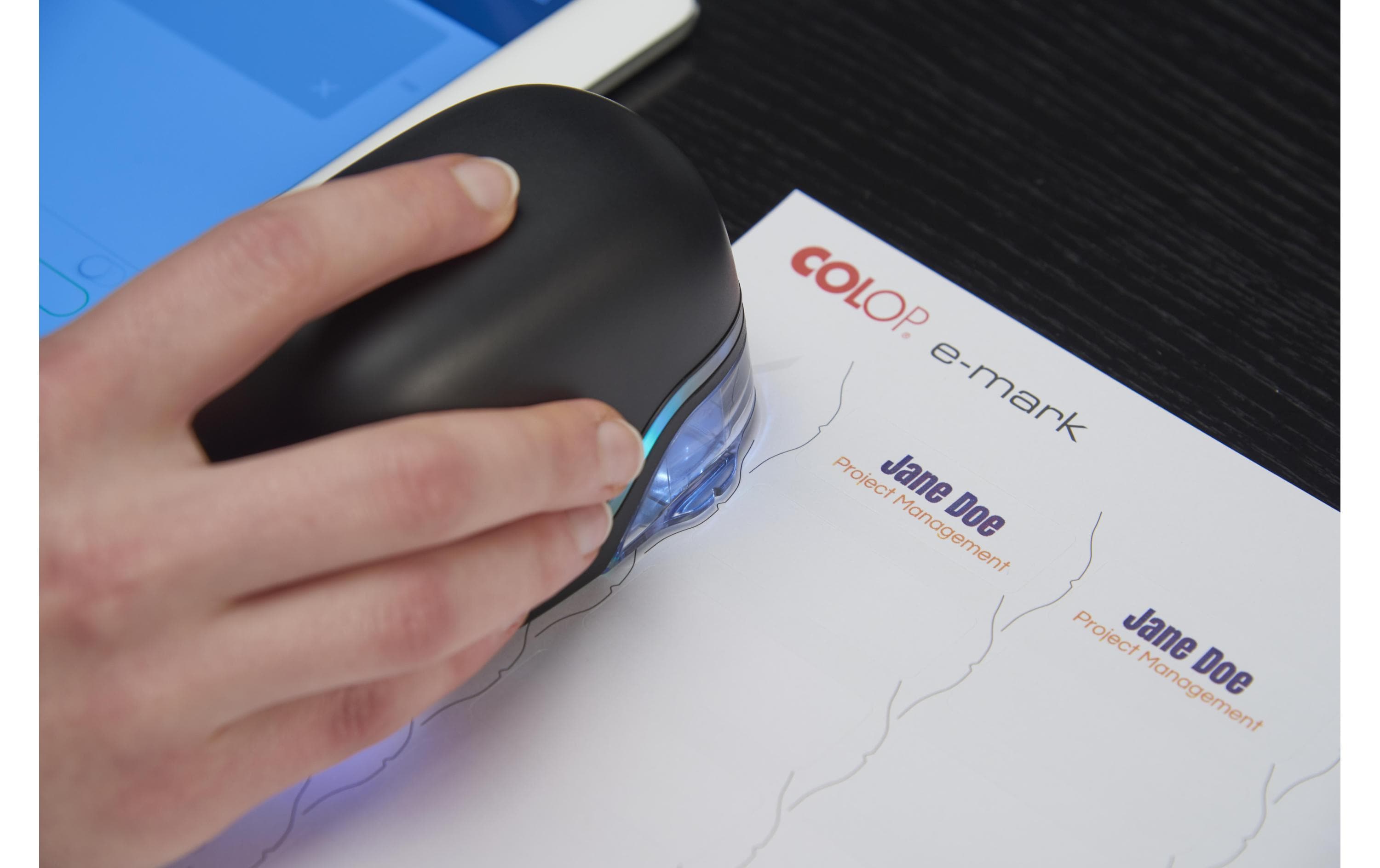 Beschriftungsgerät COLOP e-mark Schwarz<br>Colop e-mark – Eine neue Ära für Stempel
