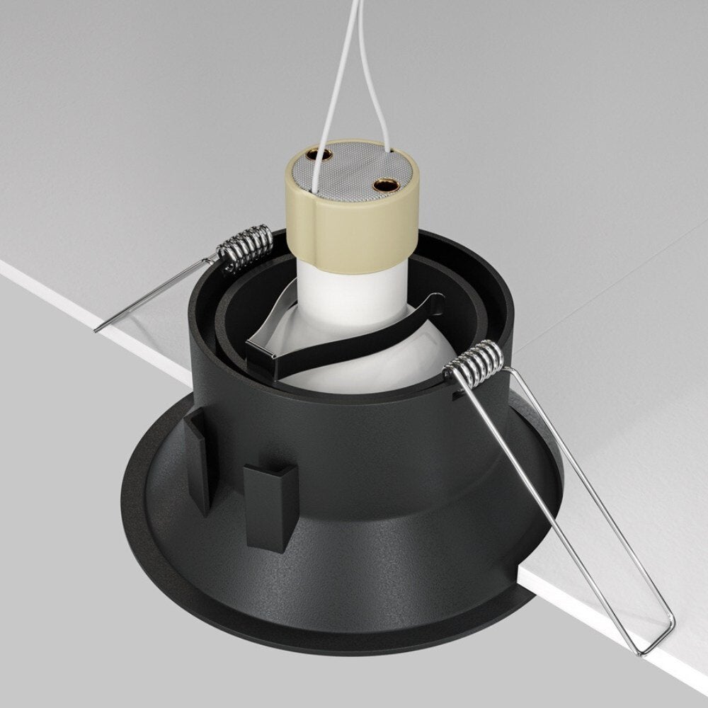 Dot inbouwplafondlamp in zwart, GU10, rond, 93mm, IP20