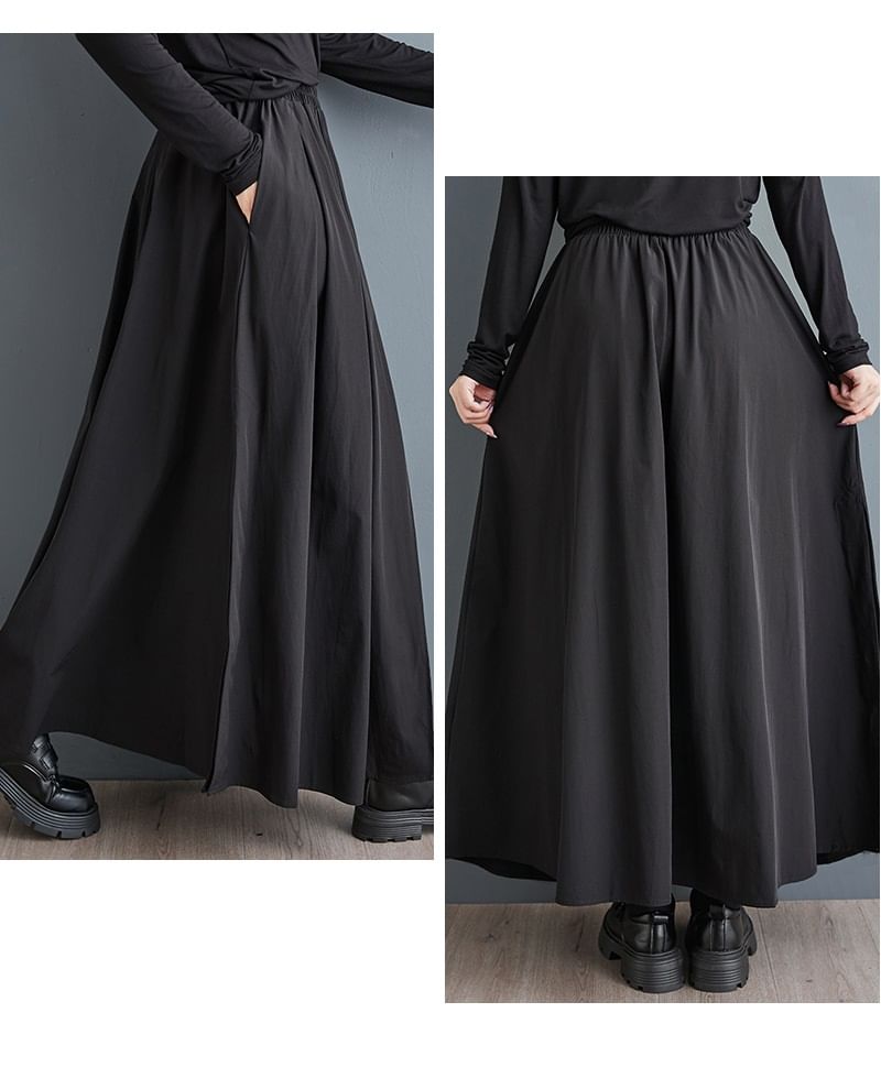 Lewwe - Maxi A-lijn rok met elastische taille en split