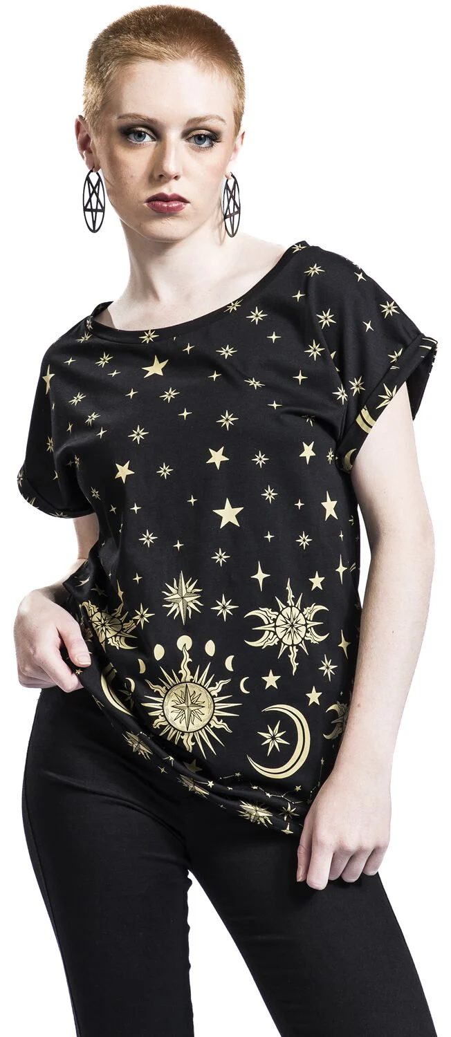 T-Shirt - Soleil, Étoiles & Lune | Gothicana by EMP T-Shirt Manches courtes
