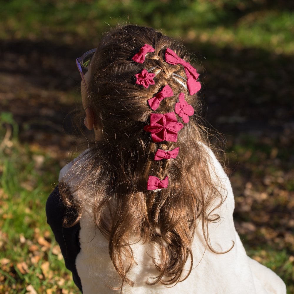 Barrette Petit Papillon Plumetis Rose Fuchsia