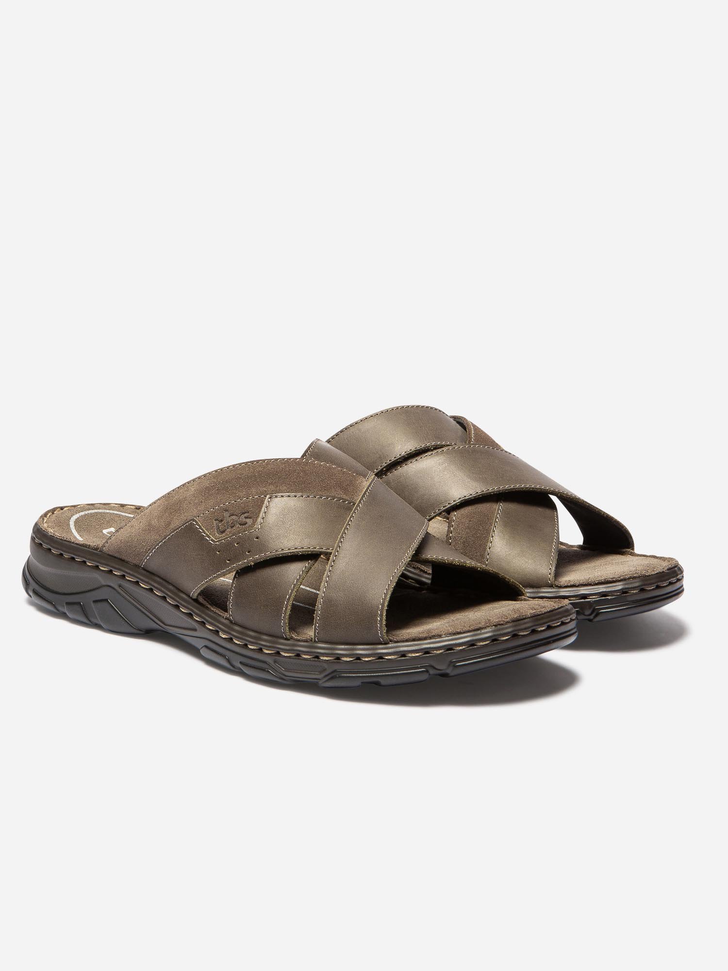 Mules Homme Semelle Ortholite Cuir Kaki
