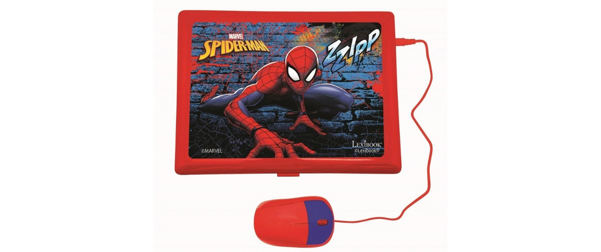 Lern-Laptop SpiderMan DE/ENG mit 124 Aktivitäten Blau/RotZweisprachiger sprechender Bildungslaptop
