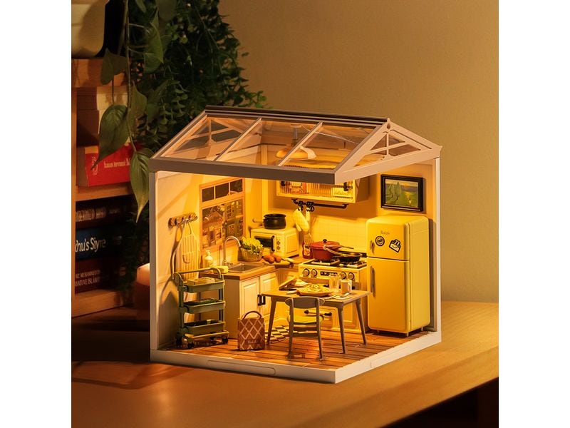 RoboTime Bausatz Fröhliche Mahlzeiten Küche 3D-Puzzle aus lasergeschnittenen Holzteilen