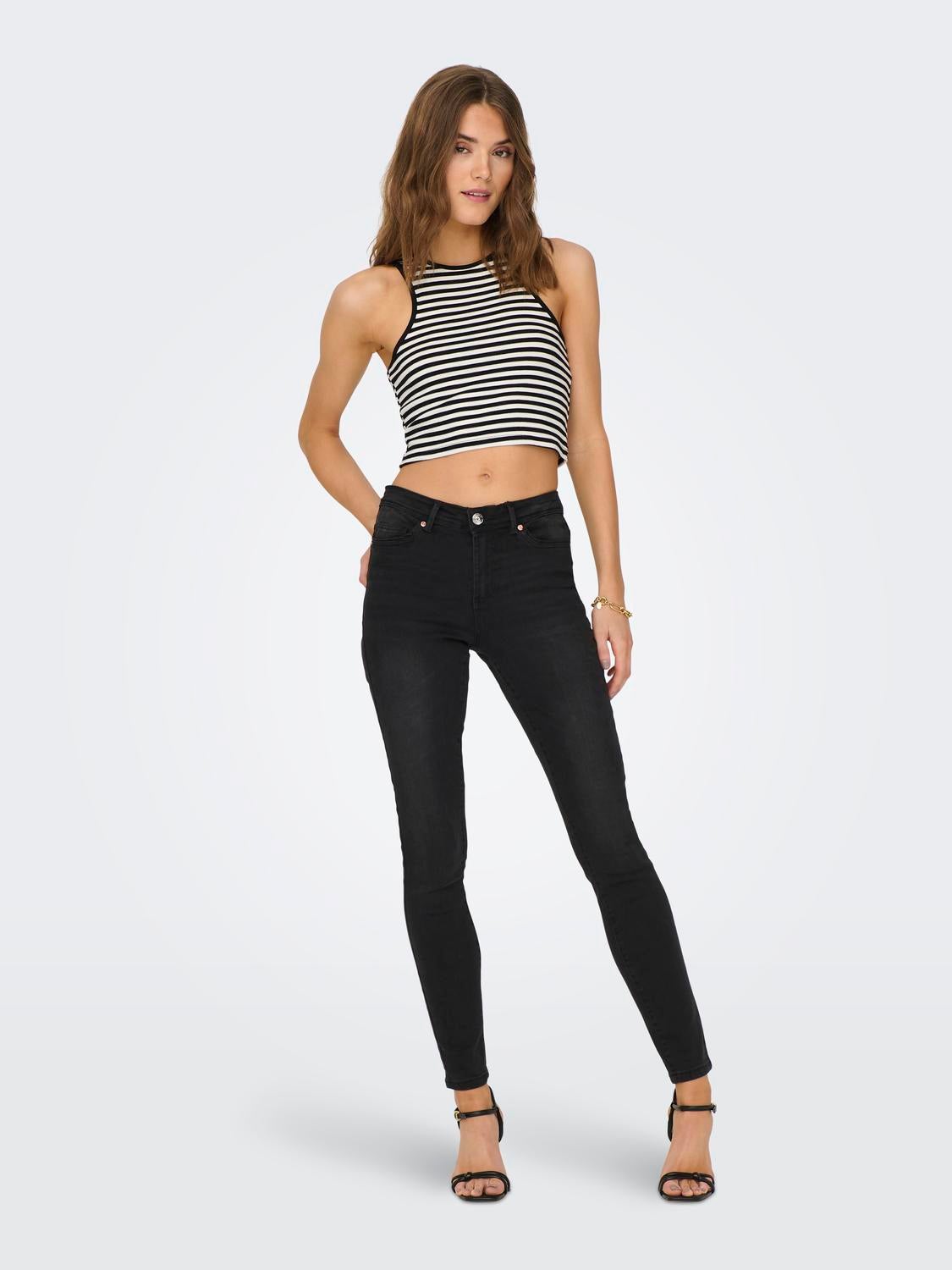 ONLWAUW Mittlere Taille Skinny Fit Jeans Washed Black