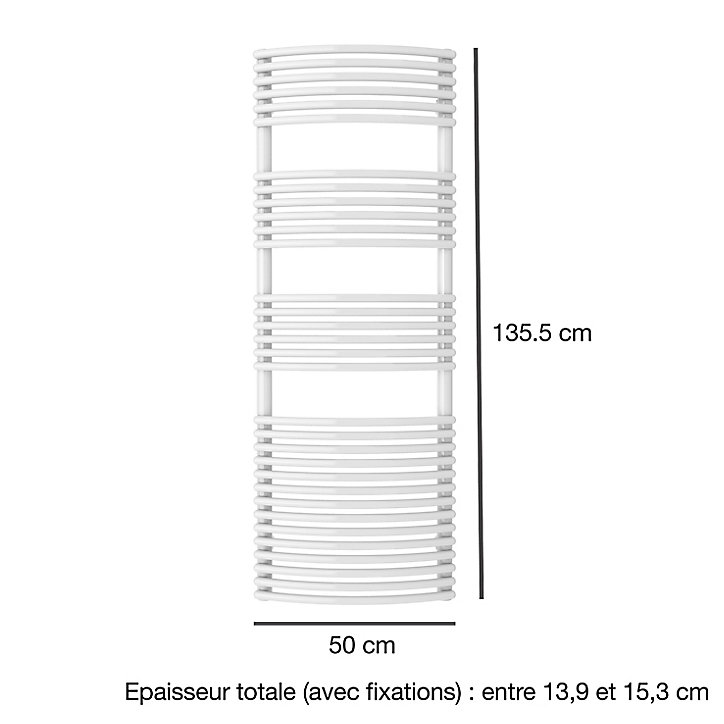 Radiateur sèche-serviettes eau chaude Acova Nankin blanc 708W