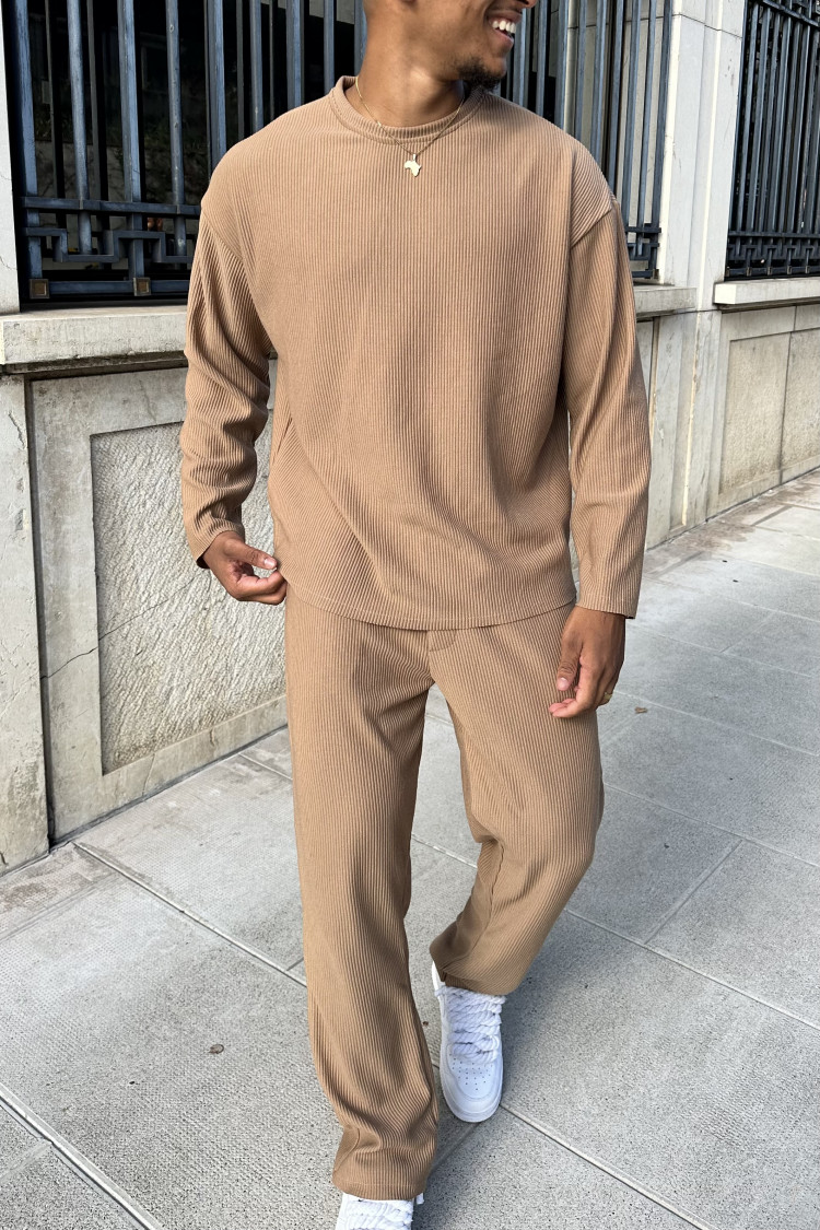 Ensemble 2 pièces pull + pantalon marron