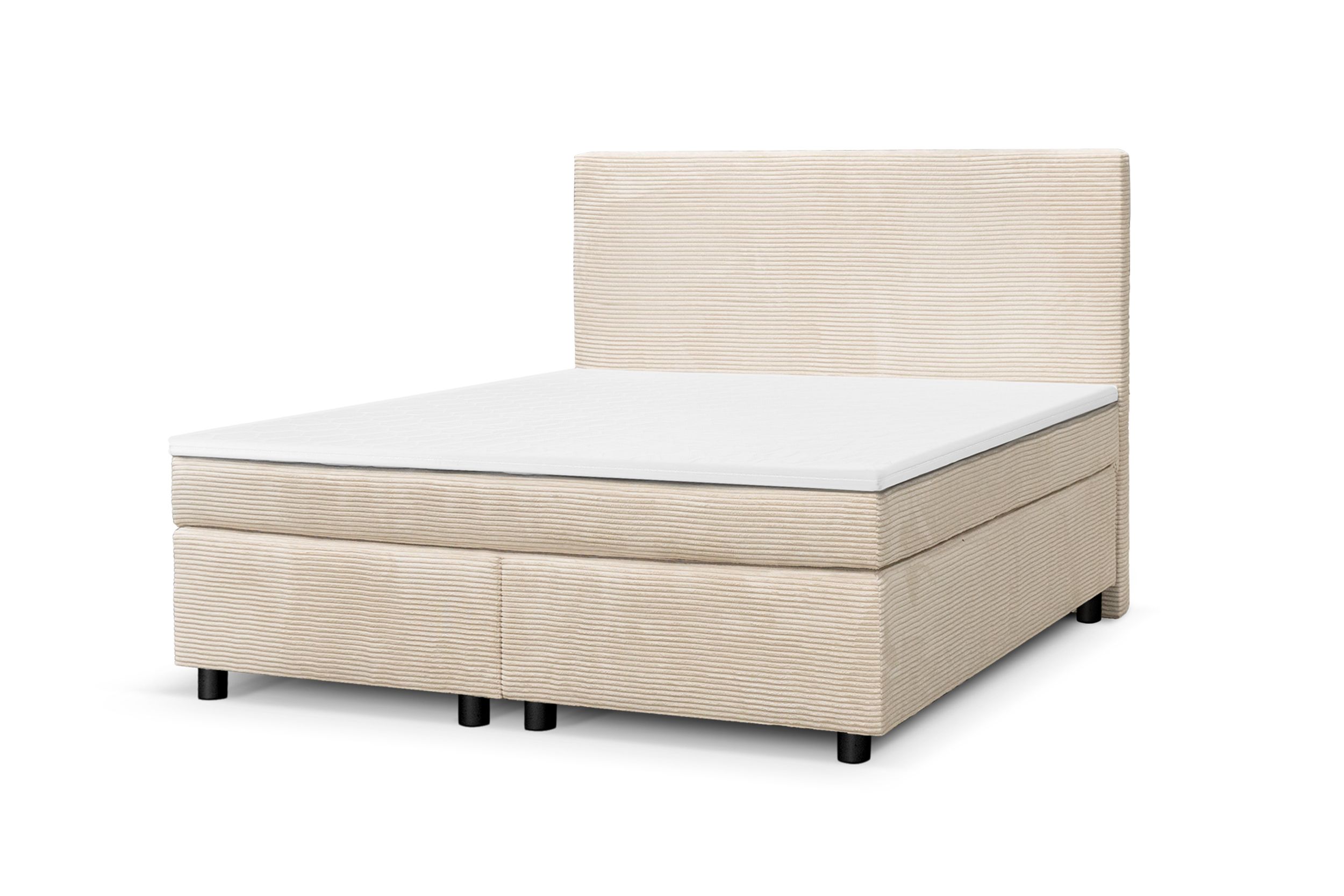Boxspringbett Paxos Cordstoff Beige 140x200 Hotelbett Bonellfederkern Bett