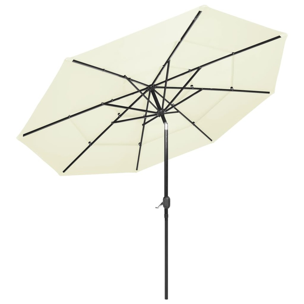 Parasol à 3 niveaux avec mât en aluminium 3 m sable