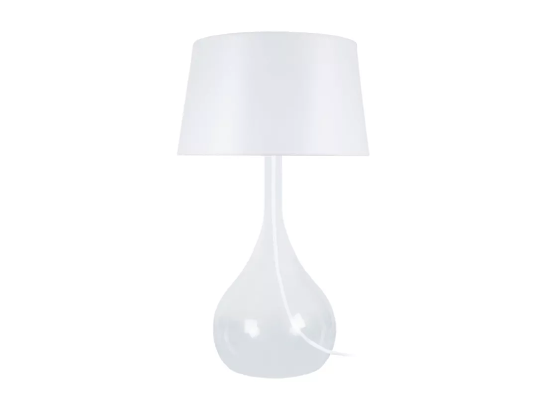 Lampe de salon, vase verre transparent ,blanc 66 cm.