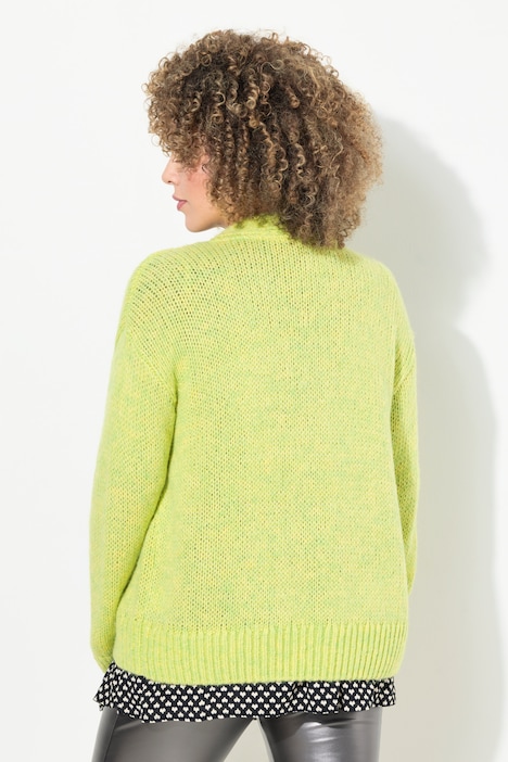 Strickjacke, kurz, Oversized, offene Jacke, Wollanteil