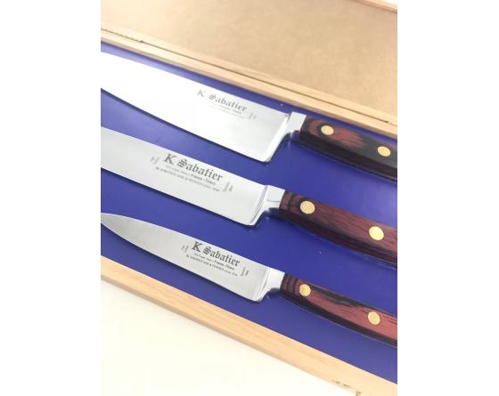 Auvergne - Coffret Chêne - Cuisine 21 cm - Tranchelard 21 cm - Office 10 cm Couteaux de cuisine professionnel
