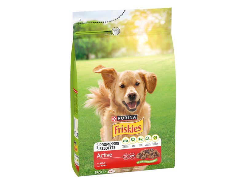 Purina Friskies Trockenfutter Active Hund mit Rind 3 kg Alleinfutter für Hunde