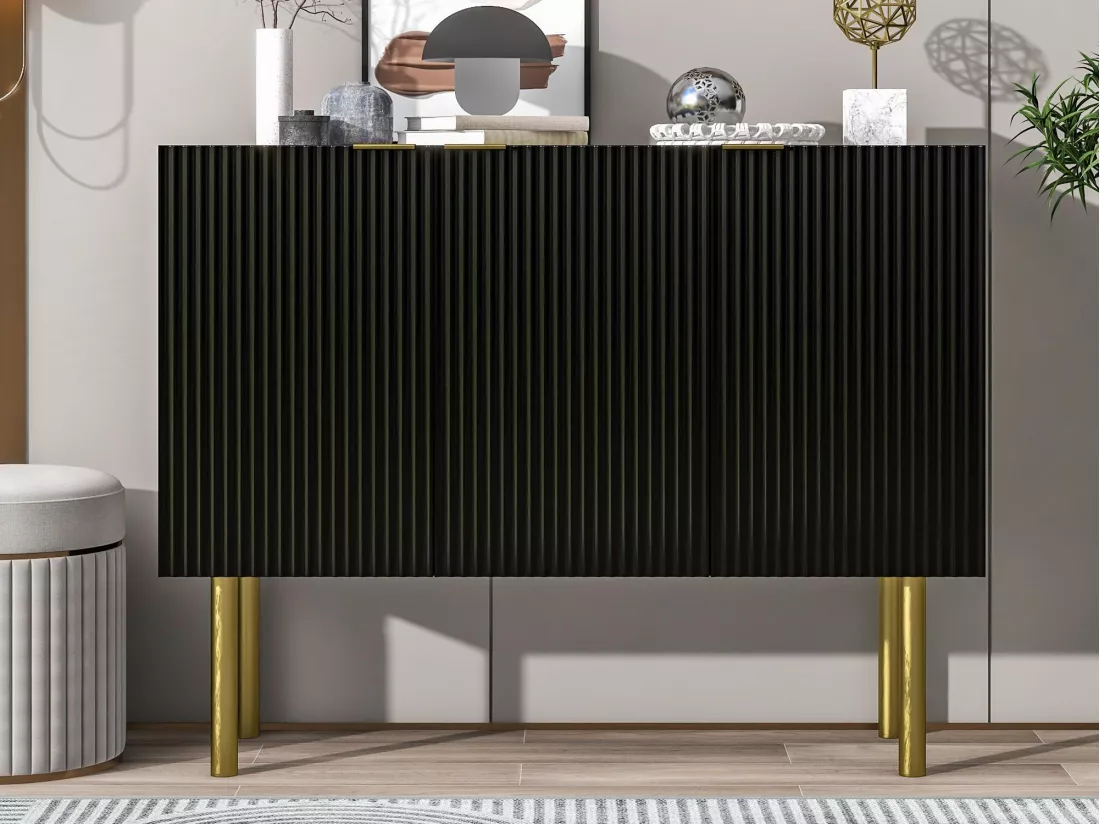 Buffet 3 portes avec étagères réglables - MDF & panneaux de particules - Noir