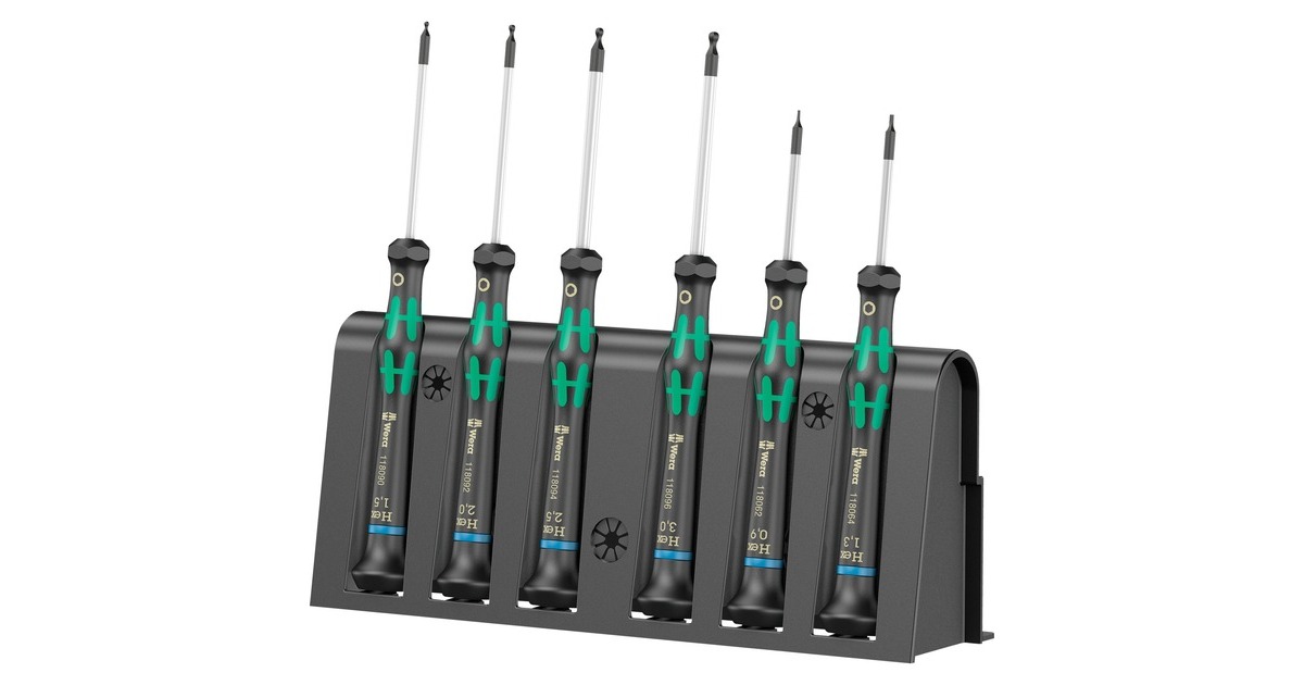 Wera2052/6 Micro-schroevendraaierset + houder  (Zwart/groen, 6-delig)