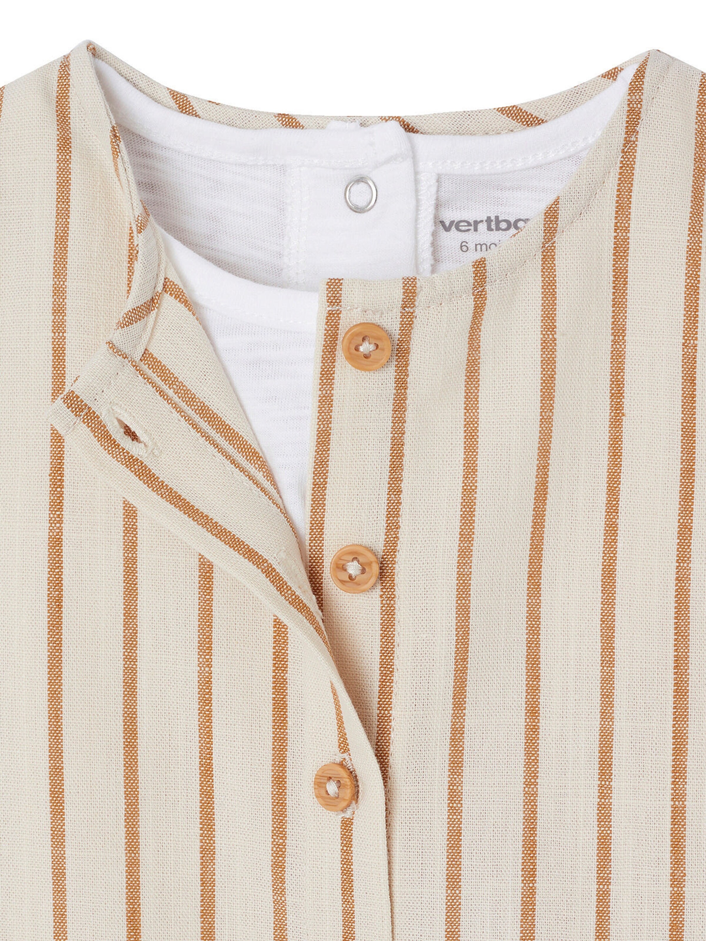 Vertbaudet Baby-Set: T-Shirt, Halstuch & Kurzoverall wollweiß