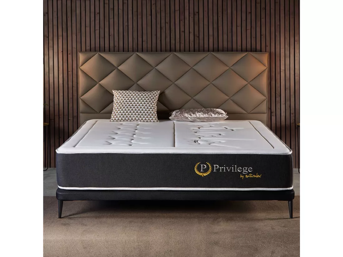 Naturalex - Matelas Privilège 140x190 cm - Multicouches HR - Blue Latex - Très épais 25 cm, Mousse à Mémoire de forme, 7 zones, Confortable - 2 faces été, hiver