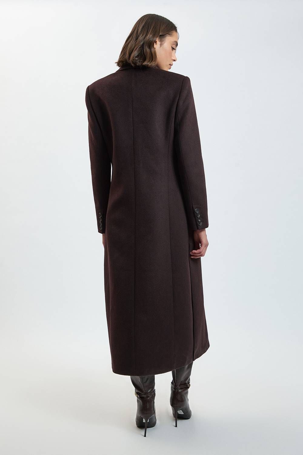 KarenMillen Manteau Long Oversize à Double Boutonnage en Laine Brossée