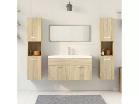 Ensemble de meubles de salle de bain 5 pcs chêne sonoma