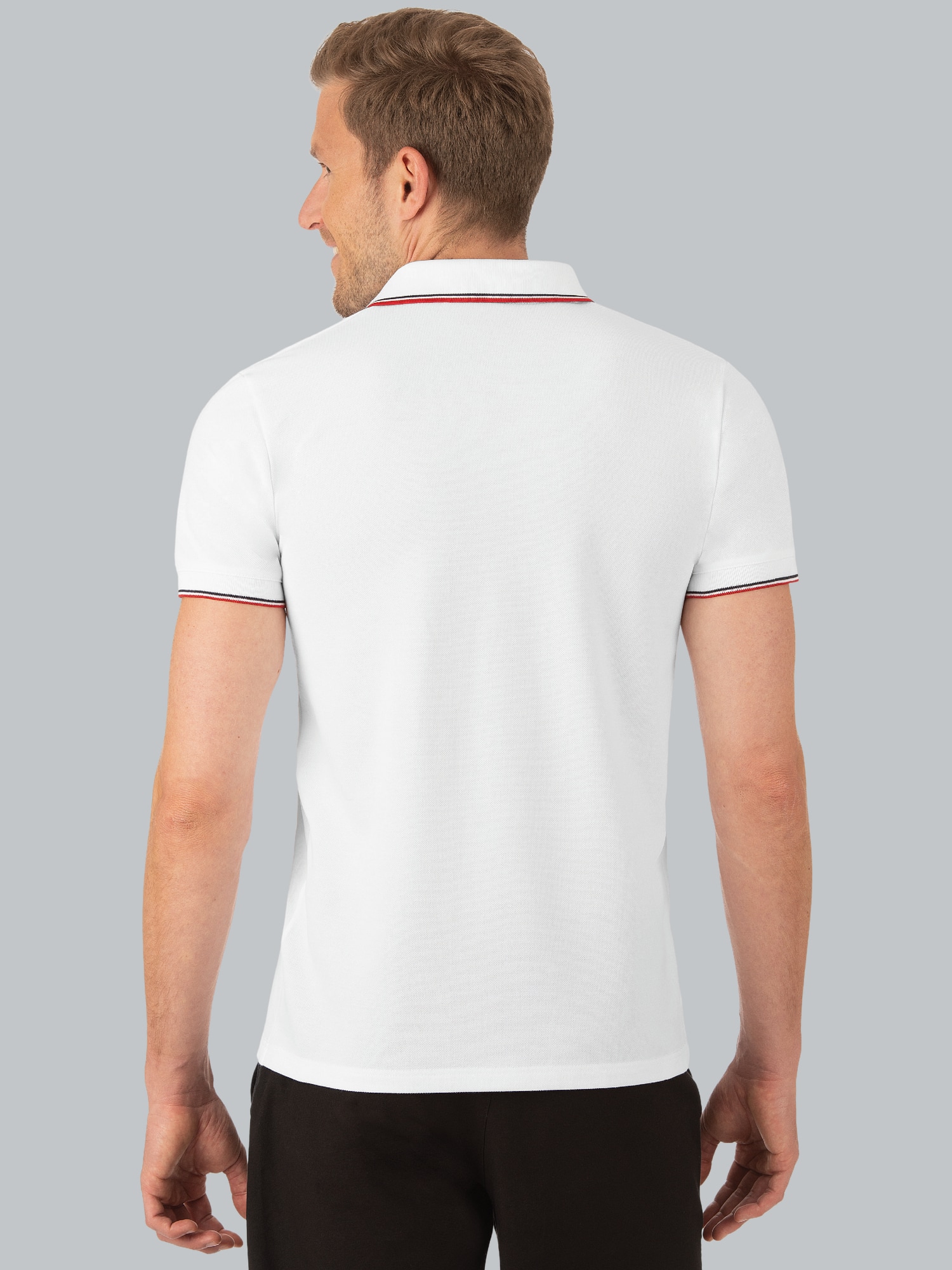 Dreifarbiges Polohemd Weiss