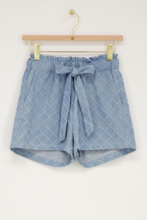 Blauw geweven spijker short