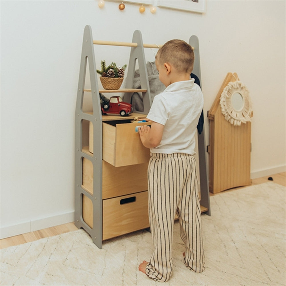 Køb Duck Woodworks Børnegarderobe m. Skuffer Grey