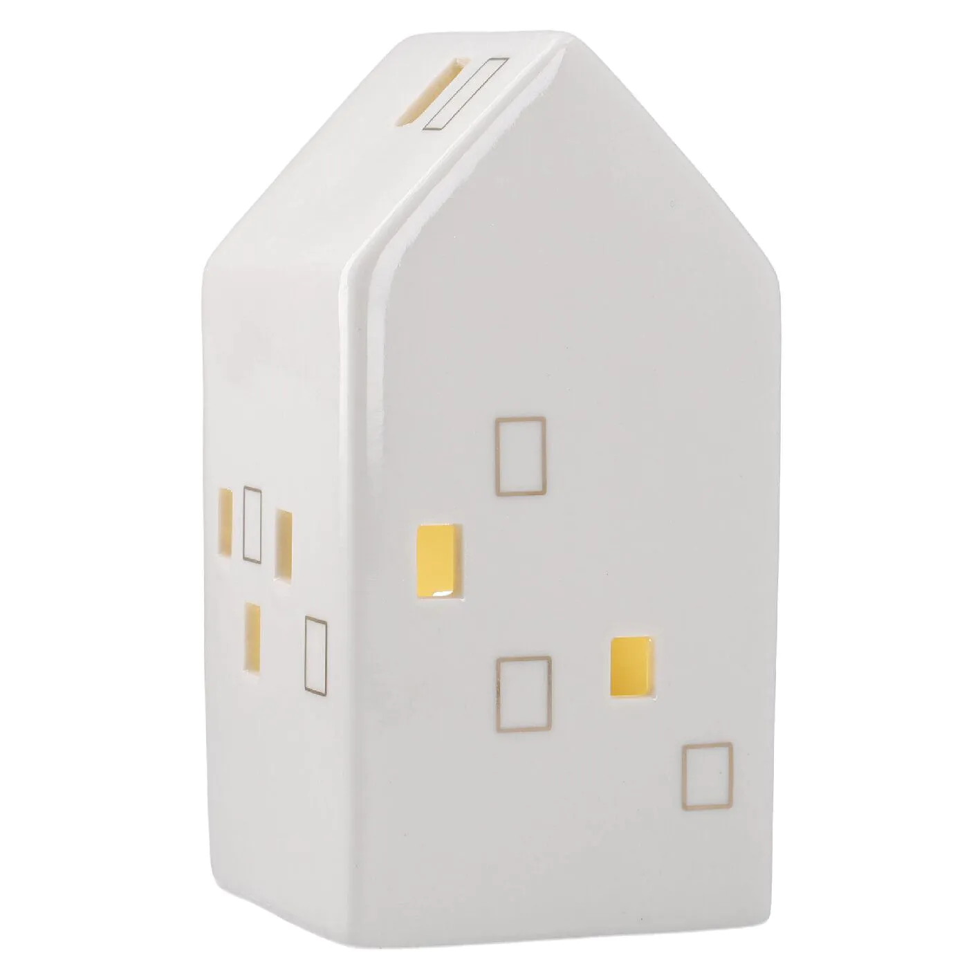 LED-Haus mit goldenen Fensterrahmen, 13.5 cm