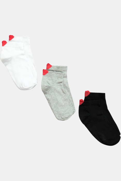 3er-Pack Sneakersocken, Herzlasche, kurzer Schaft