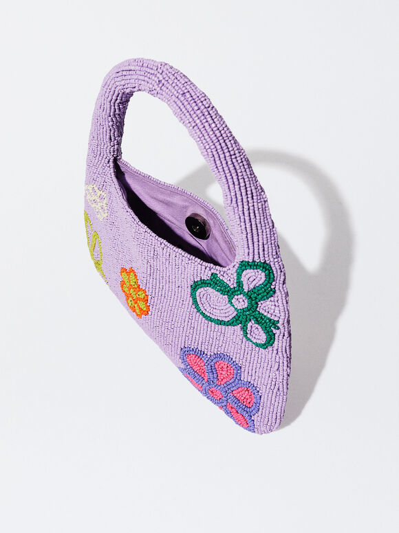 Bolsa de mão com miçangas - Violeta