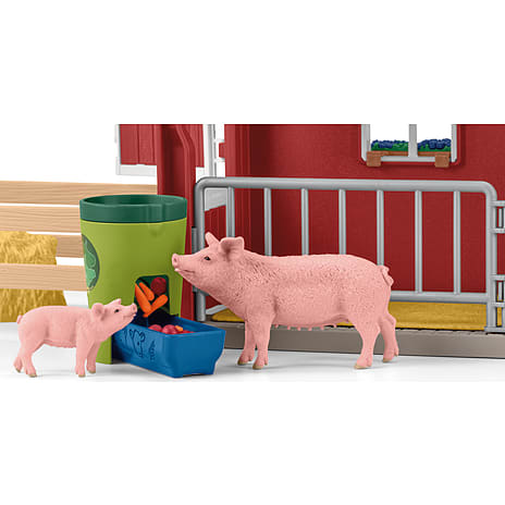 Schleich rød lade med tilbehør 42606