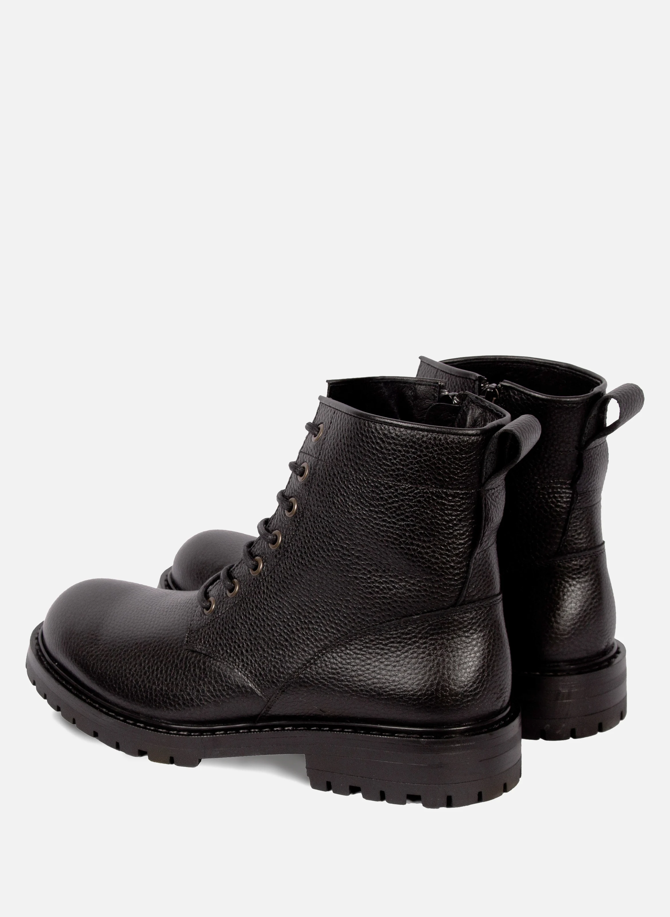 Ranger boots crantées cuir grainé | Noir
