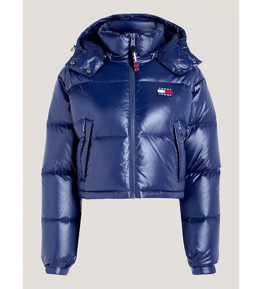 Jaqueta Tommy Jeans Alaska acolchoada com corte cropped, azul