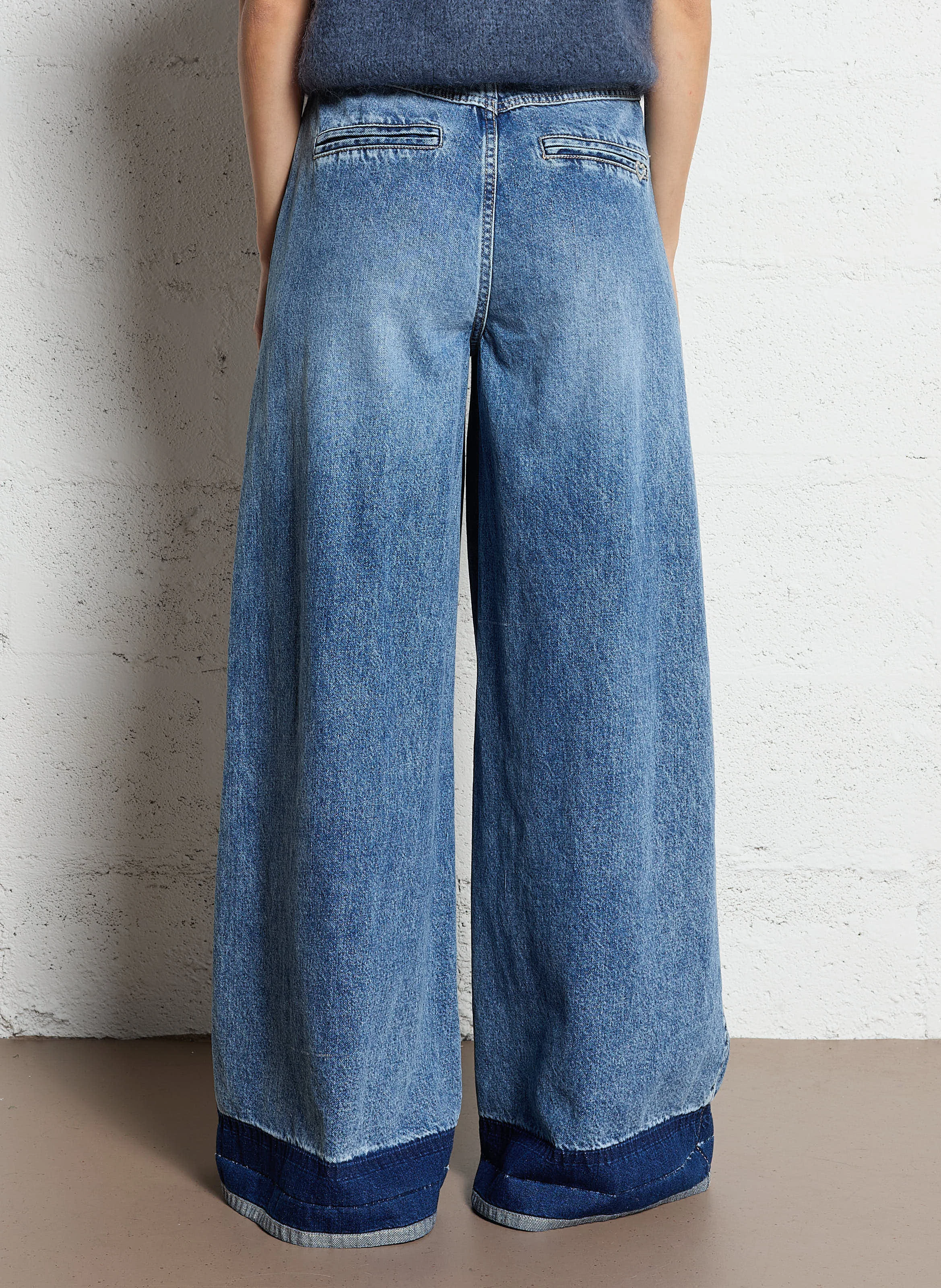 Pantalon large en denim | Bleu